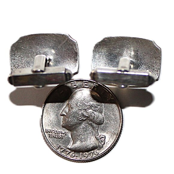 Vintage 950 Sterling Silver Brocade Cuff Links 10 Grams - Picture 4 of 6